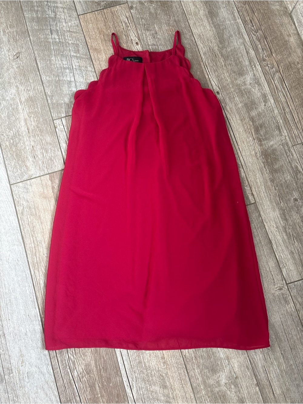 BCX Crimson Scallop Halter Mini Dress